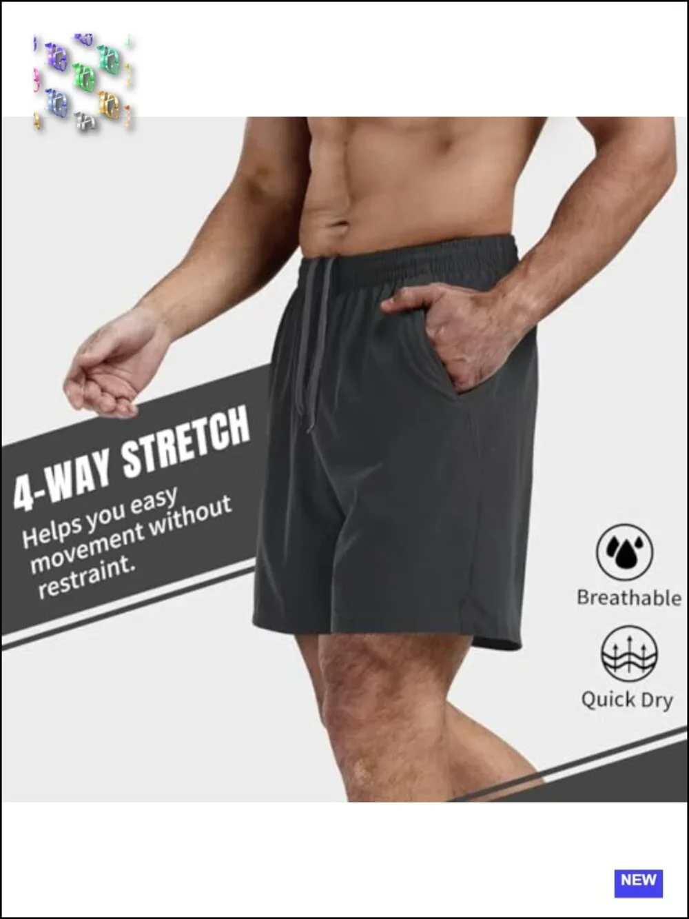 3 Pack Men's Athletic Running Shorts 5 Inch Quick Dry with Zip Pockets